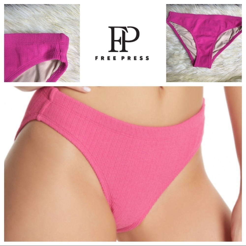 Free Press Brandi‎ textured pink bikini bottoms